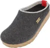 Haflinger Women's Grizzly Kris Wool Clogs In Charcoal In Pink