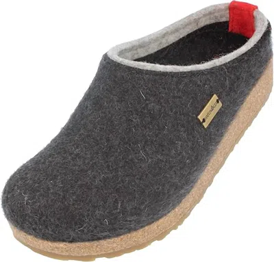 Haflinger Women's Grizzly Kris Wool Clogs In Charcoal In Pink