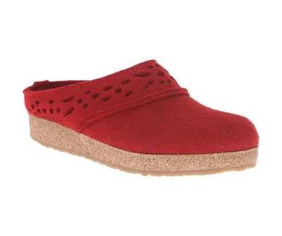 Haflinger Women's Lacey Classic Boiled Wool Clog In Chili