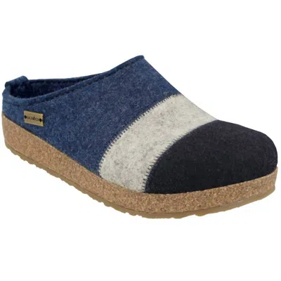 Haflinger Women's Lines Classic Boiled Wool Clog In Navy