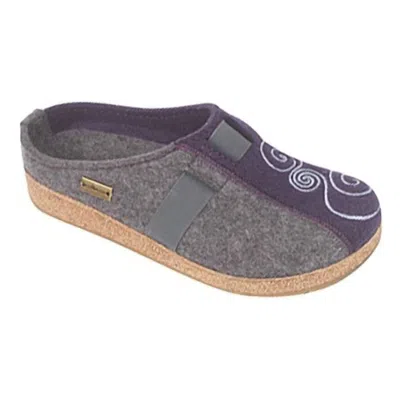 Haflinger Women's Magic Clog In Eggplant/grey In Multi