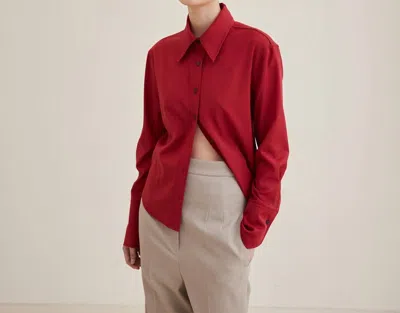 Hagahi Classic Stitch Detail Virgin Wool Shirt In Red