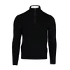 HAGEN MEN'S BOUCLE SUEDE TRIMMED QUARTER ZIP IN BLACK