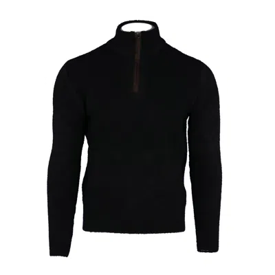 Hagen Men's Boucle Suede Trimmed Quarter Zip In Black