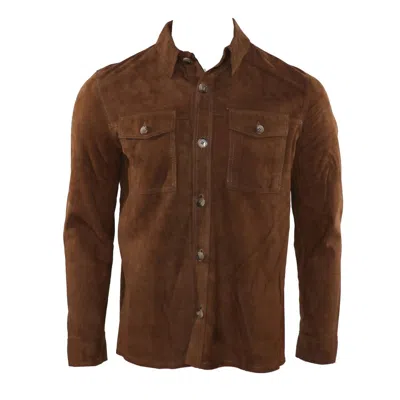 Hagen Men's Goat Suede Shirt Jacket In Brown