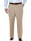 Haggar Men's Big & Tall Premium No Iron Khaki Classic Fit Flat Front Hidden Expandable Waistband Pants In Beige