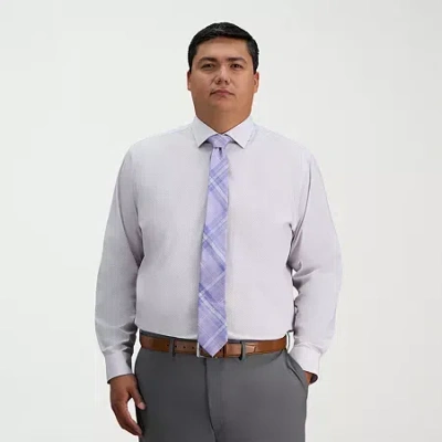 Haggar Big And Tall Mens Classic Fit Wrinkle Free Long Sleeve Dress Shirt In Purple