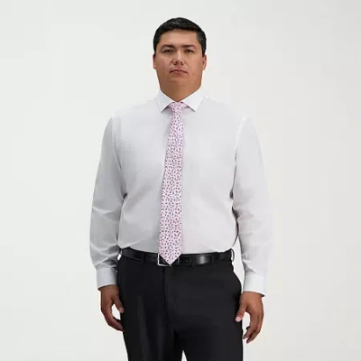 Haggar Big And Tall Mens Classic Fit Wrinkle Free Long Sleeve Dress Shirt In White