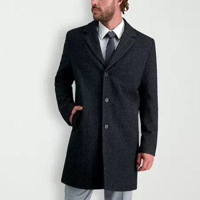 Haggar Brushed Herringbone Mens Midweight Topcoat Coat In Blue