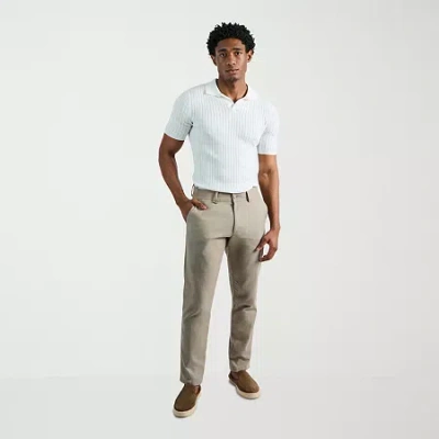 Haggar Comfort Luxe Mens Straight Fit Flat Front Pant In Gray