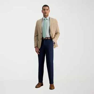 Haggar Cool 18 Pro Mens Comfort Waistband Slim Fit Flat Front Pant In Blue