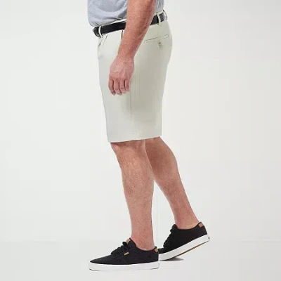 Haggar Cool 18 Pro Pleated Expandable Waist Mens 9 1/2" Big And Tall Stretch Fabric Moisture Wicking Quick  In White