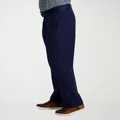 Haggar Cool Right Performance Flex Mens Classic Fit Big And Tall Pleated Pant In Blue