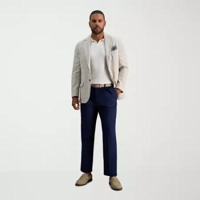 Haggar Cool Right Performance Flex Mens Classic Fit Pleated Pant In Blue