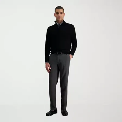 Haggar Cool Right Performance Flex Mens Comfort Waistband Slim Fit Flat Front Pant In Black