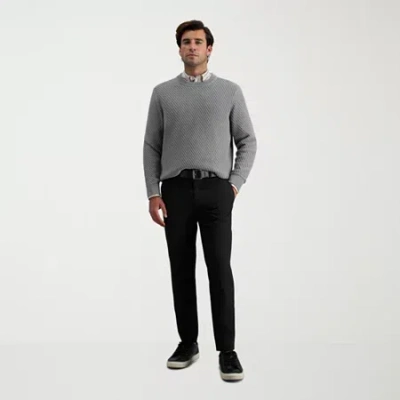 Haggar Cool Right Performance Flex Mens Comfort Waistband Straight Fit Flat Front Pant In Black