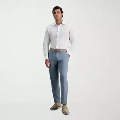 Haggar Cool Right Performance Flex Mens Straight Fit Flat Front Pant In Blue