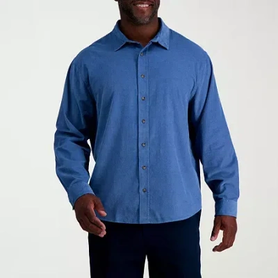 Haggar Corduroy Mens Long Sleeve Regular Fit Big And Tall Button-down Shirt In Blue