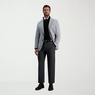 Haggar E-clo Stria Mens Classic Fit Dress Flat Front Pant In Blue