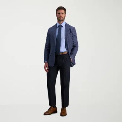 Haggar E-clo Stria Mens Classic Fit Dress Pleated Pant In Blue