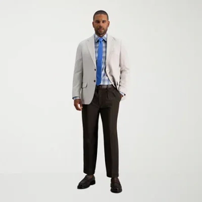 Haggar E-clo Stria Mens Classic Fit Dress Pleated Pant In Neutral
