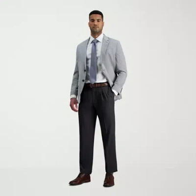 Haggar E-clo Stria Mens Classic Fit Dress Pleated Pant In Gray