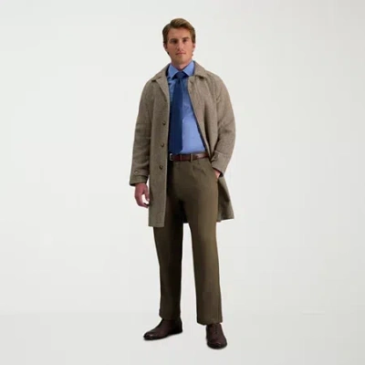 Haggar E-clo Stria Mens Classic Fit Dress Pleated Pant In Brown