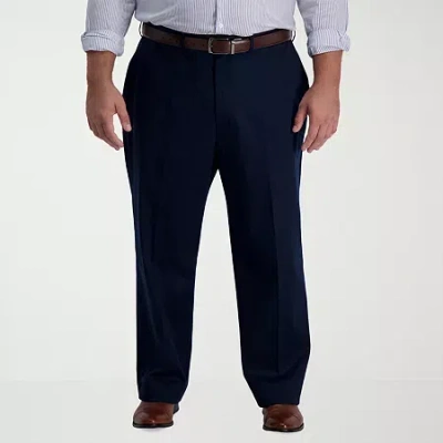 Haggar Iron Free Premium Khaki Mens Classic Fit Big And Tall Flat Front Pant In Blue
