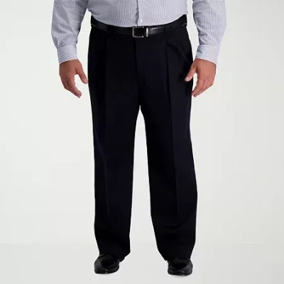 Haggar Iron Free Premium Khaki Mens Classic Fit Big And Tall Pleated Pant In Black