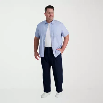 Haggar Iron Free Premium Khaki Mens Classic Fit Big And Tall Pleated Pant In Blue