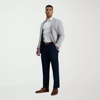 Haggar Iron Free Premium Khaki Mens Classic Fit Pleated Pant In Blue
