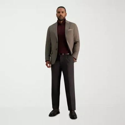 Haggar Iron Free Premium Khaki Mens Classic Fit Pleated Pant In Brown