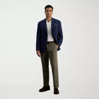 Haggar Iron Free Premium Khaki Mens Comfort Waistband Straight Fit Flat Front Pant In Green