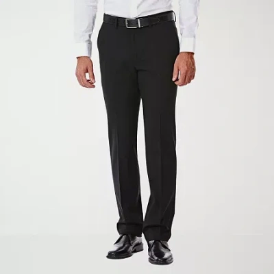 Haggar Jmh 4 Way Stretch Mens Stretch Fabric Slim Fit Flat Front Suit Pant In Black