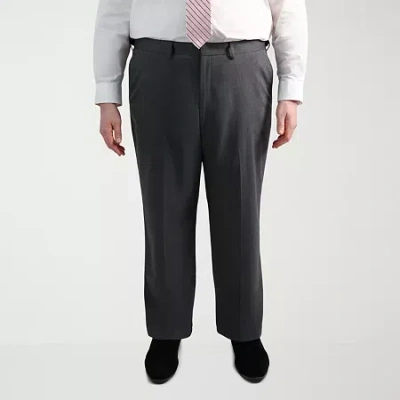 Haggar Jmh Mens Big And Tall Diamond Flat Front Suit Pant In Gray