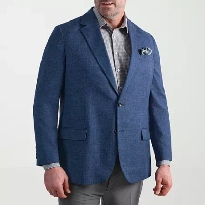 Haggar Jmh Mens Big And Tall Geometric Stretch Fabric Classic Fit Sport Coat In Blue