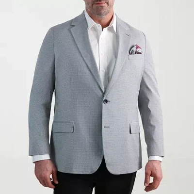 Haggar Jmh Mens Big And Tall Geometric Stretch Fabric Classic Fit Sport Coat In Silver