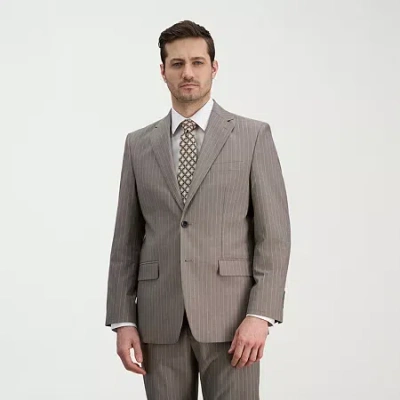 Haggar Jmh Mens Classic Fit Striped Suit Jacket In Brown