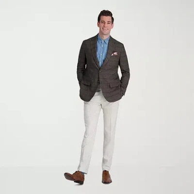 Haggar Jmh Mens Comfort Waistband Straight Fit Dress Flat Front Pant In Multi