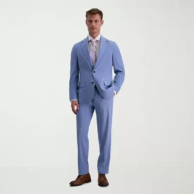 Haggar Jmh Mens Stretch Fabric Slim Fit Flat Front Suit Pant In Blue