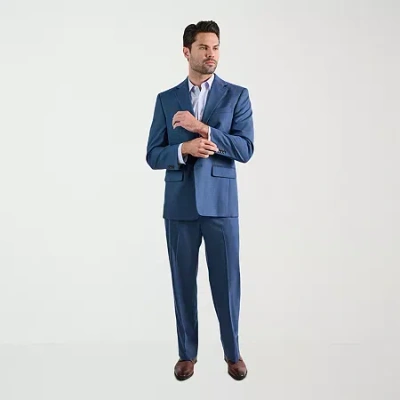 Haggar Jmh Premium Stretch Mens Classic Fit Pleated Front Suit Pant In Blue