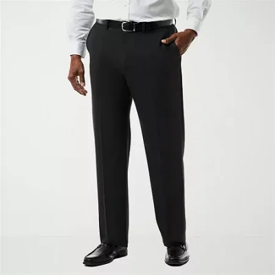 Haggar Jmh Premium Stretch Sharkskin Mens Big Stretch Fabric Classic Fit Flat Front Suit Pant In Black