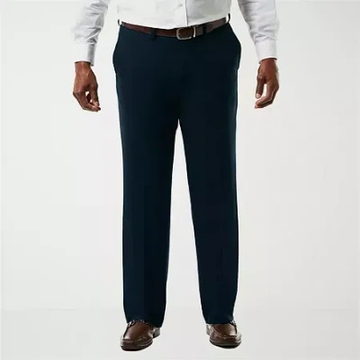Haggar Jmh Premium Stretch Sharkskin Mens Big Stretch Fabric Classic Fit Flat Front Suit Pant In Blue