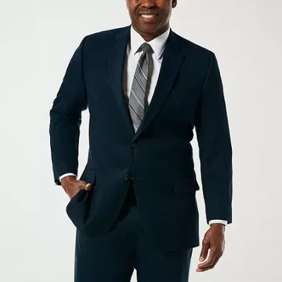 Haggar Jmh Premium Stretch Sharkskin Mens Stretch Fabric Classic Fit Big And Tall Suit Jacket In Blue