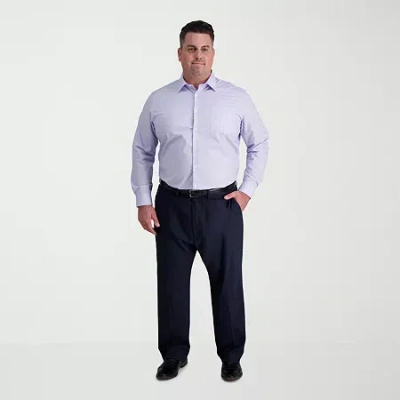 Haggar Jmh Sharkskin Mens Classic Fit Big And Tall Dress Flat Front Pant In Blue