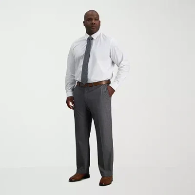 Haggar Jmh Sharkskin Mens Classic Fit Big And Tall Dress Flat Front Pant In Gray