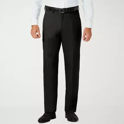 Haggar Jmh Sharkskin Mens Classic Fit Dress Flat Front Pant In Black