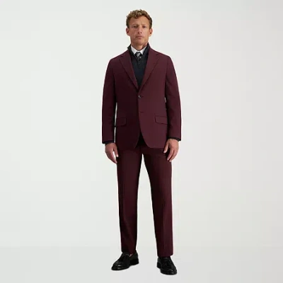 Haggar Jmh Tailored Diamond Weave Mens Stretch Fabric Modern Fit Flat Front Suit Pant In Brown
