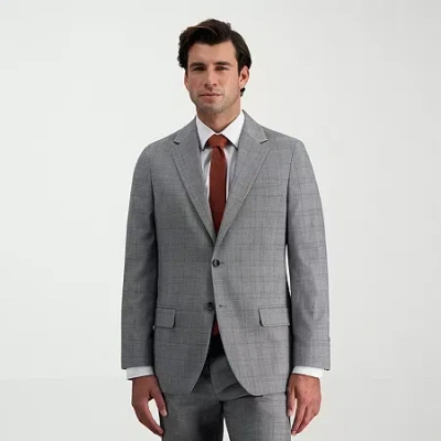 Haggar Jmh Tailored Mens Modern Fit Plaid Suit Jacket In Gray