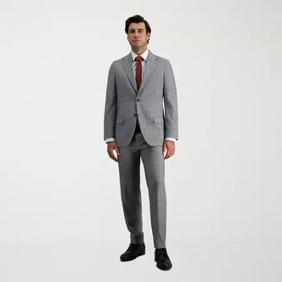 Haggar Jmh Tailored Mens Plaid Stretch Fabric Modern Fit Flat Front Suit Pant In Gray